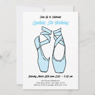 Invitation d'anniversaire de ballet bleu minimalis