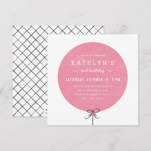 Invitation d'anniversaire de ballons - Rose