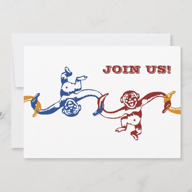 Invitation d'anniversaire de baril de singe (Devant)