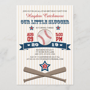 INVITATION D'ANNIVERSAIRE DE BASE-BALL POUR DES