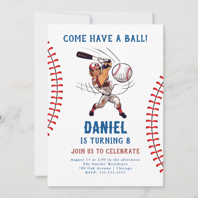 Invitation d'anniversaire de baseball (Devant)