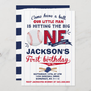 Invitation d'anniversaire de baseball 1er annivers