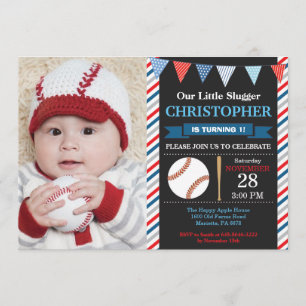Invitation d'anniversaire de baseball 1er annivers