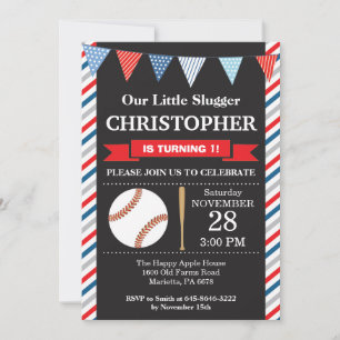Invitation d'anniversaire de baseball 1er annivers