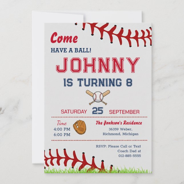 Invitation d'anniversaire de baseball avec photo (Devant)