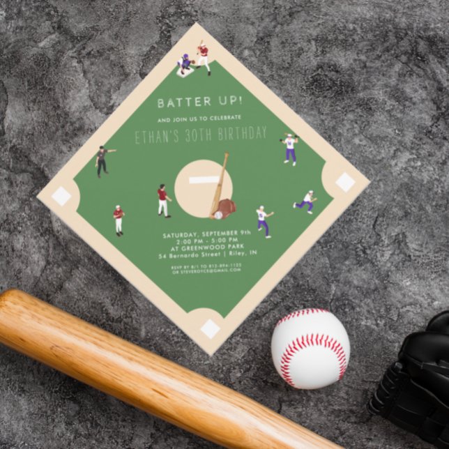 Invitation d'anniversaire de baseball Batter Up (Créateur téléchargé)