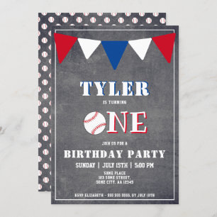 Invitation d'anniversaire de baseball Boy 1er anni