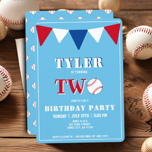 Invitation d'anniversaire de baseball garçon 2e an