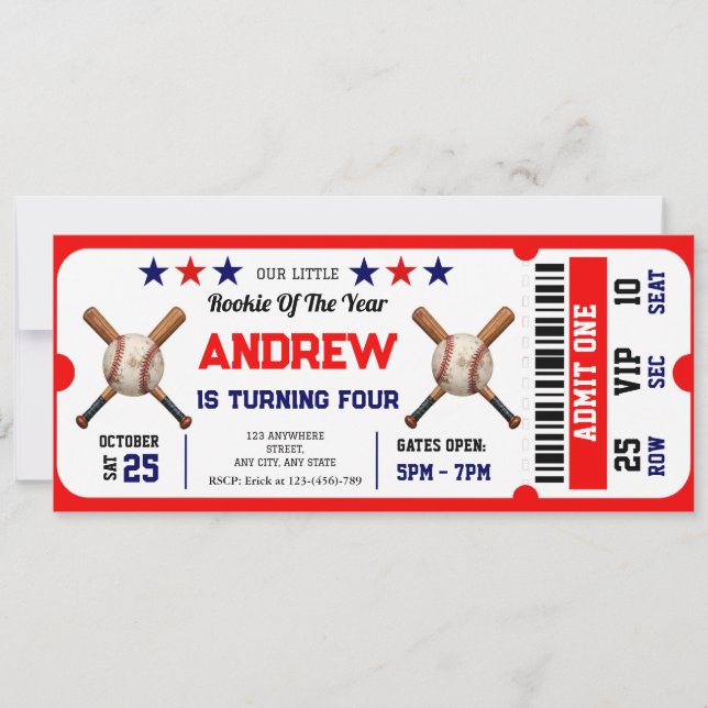 Invitation d'anniversaire de baseball personnelle  (Devant)