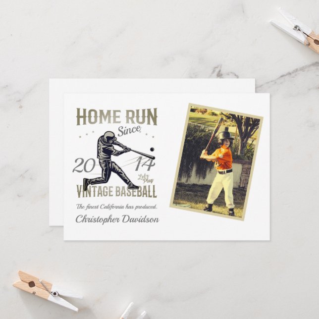 Invitation d'anniversaire de baseball pour enfants (Devant/Arrière en situation)