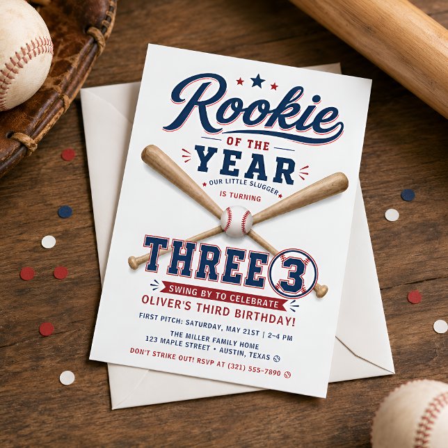 Invitation d'anniversaire de baseball Recrue de l' (Créateur téléchargé)