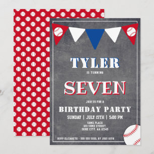 Invitation d'anniversaire de baseball sur tableau