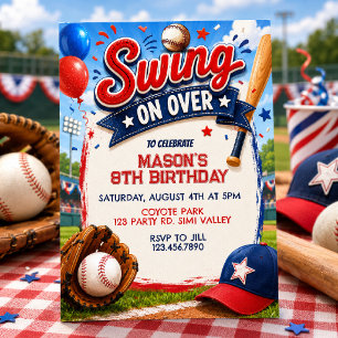 Invitation d'anniversaire de baseball Swing On Ove