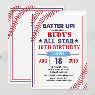 Invitation d'anniversaire de baseball - TOUS ÂGES