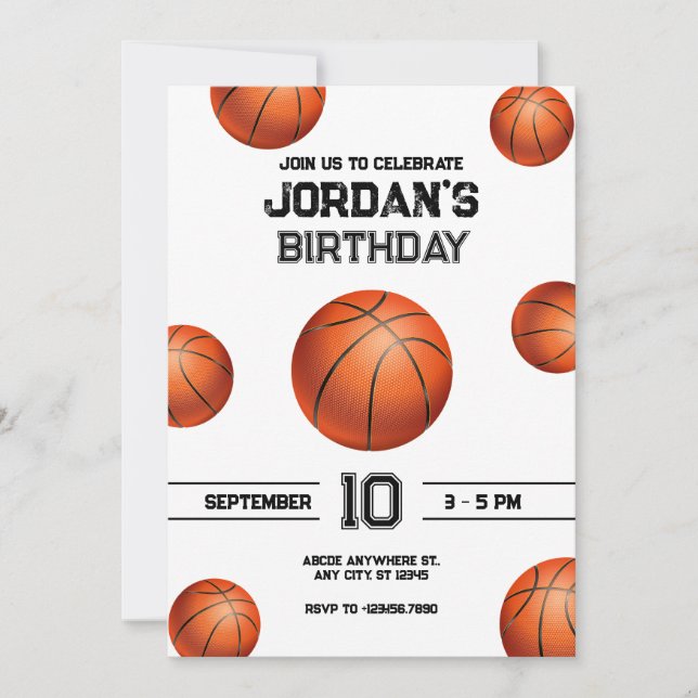 invitation d'anniversaire de basket (Devant)