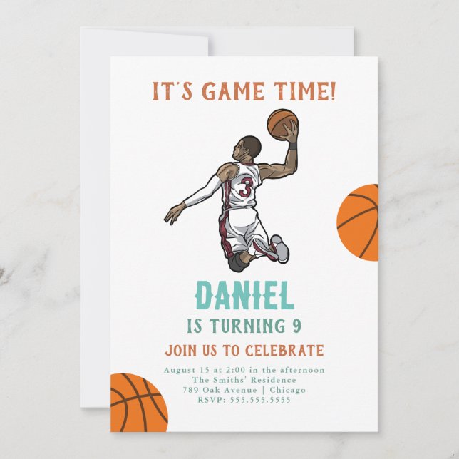 Invitation d'anniversaire de basket-ball (Devant)