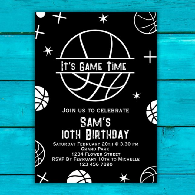 Invitation d'anniversaire de basket-ball, Basket B (Créateur téléchargé)