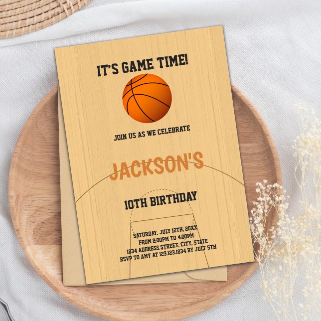 Invitation d'anniversaire de basket-ball Brown (Brown Basketball Birthday Invitations)