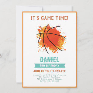 Invitation d'anniversaire de basket-ball moderne