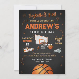 Invitation d'anniversaire de basket-ball pour enfa