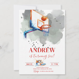 Invitation d'anniversaire de basket-ball sportif p