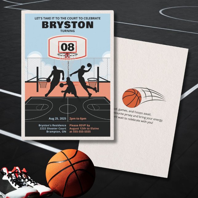Invitation d'anniversaire de basketball "Emmenez-l (Basketball theme invitation)