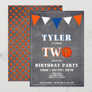 Invitation d'anniversaire de basketball garçon 2e
