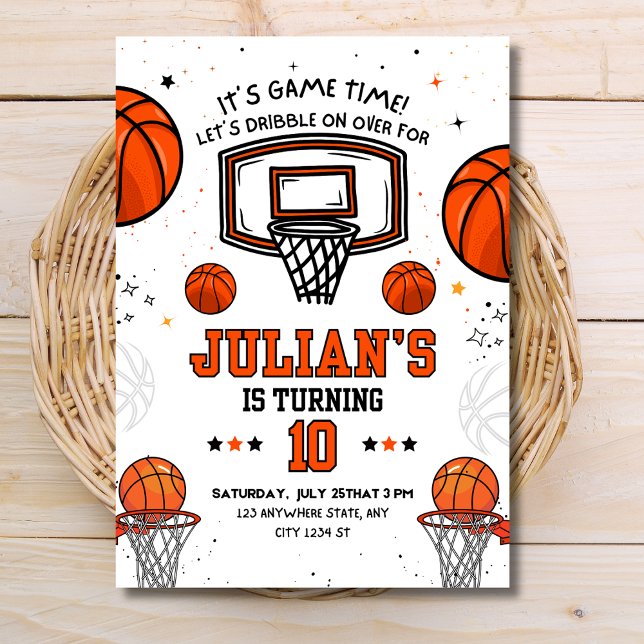Invitation d'anniversaire de basketball, Heure de  (Créateur téléchargé)