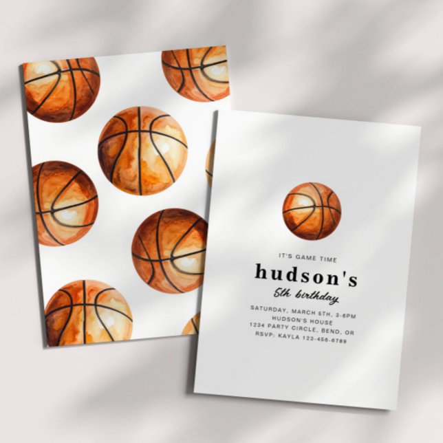 Invitation d'anniversaire de basketball minimalist (Créateur téléchargé)