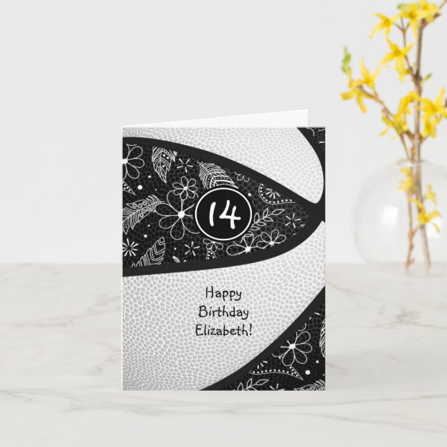 invitation d'anniversaire de basketball noir blanc (Fleur jaune)