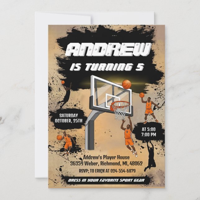 Invitation d'anniversaire de basketball personnel  (Devant)