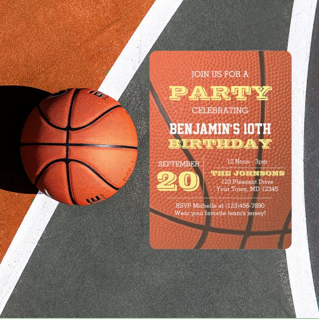 Invitation d'anniversaire de basketball pour toute (Créateur téléchargé)
