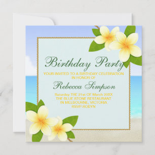 Invitation d'anniversaire de Beach & Frangipani
