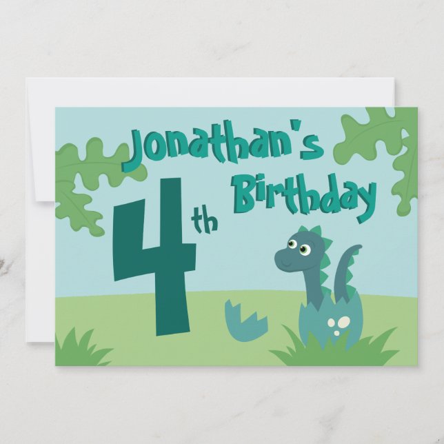 Invitation d'anniversaire de bébé avec Dino mignon (Devant)