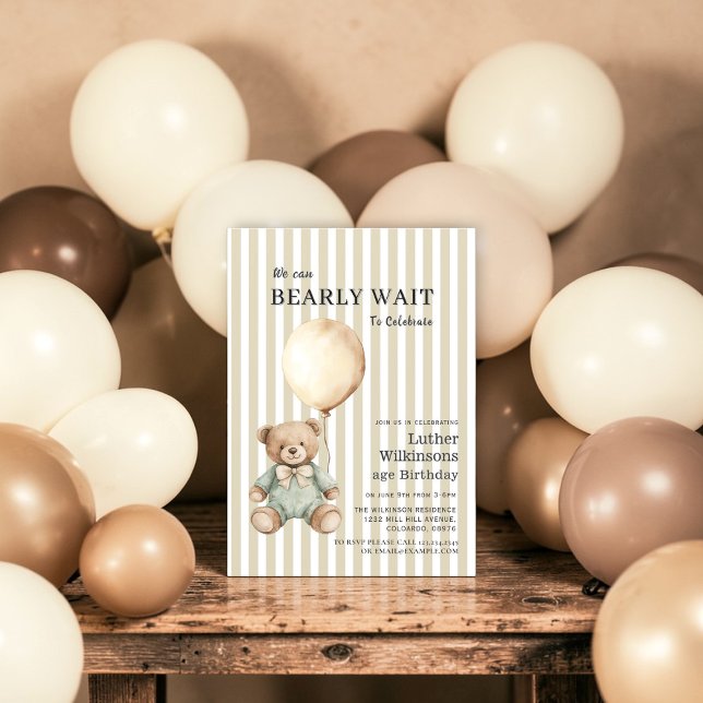 Invitation d'anniversaire de bébé garçon Ourson ra (Créateur téléchargé)