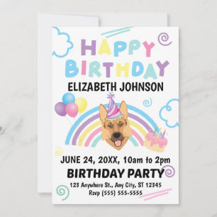 Invitation d'anniversaire de Berger Allemand