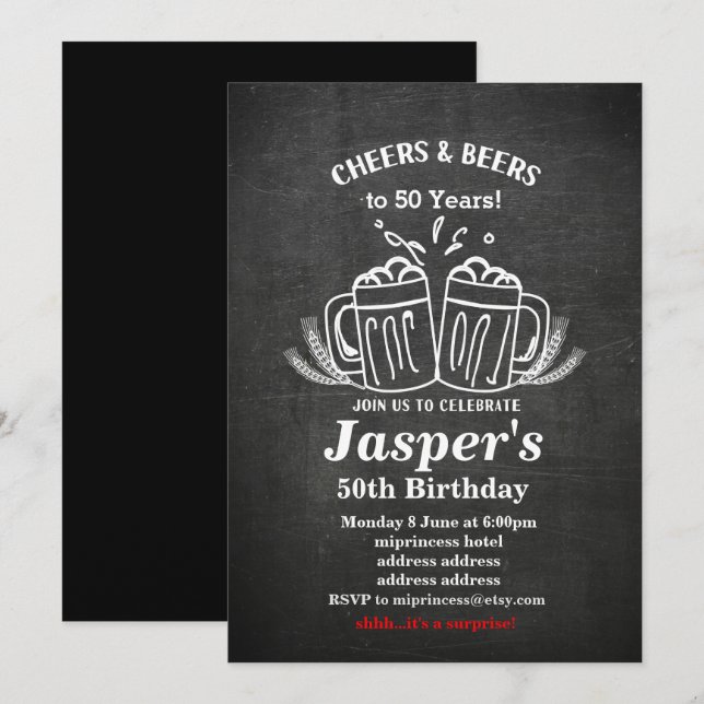 Invitation d'anniversaire de bière, applaudissemen (Devant / Derrière)