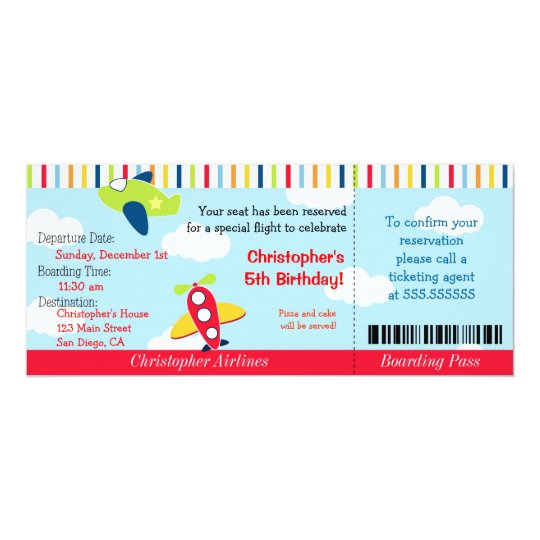 Invitation D Anniversaire De Billet D Avion Zazzle Fr