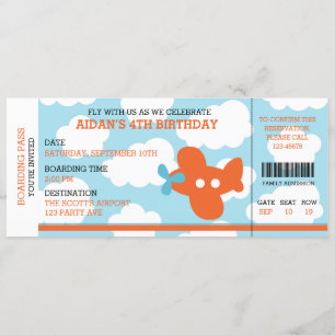 Invitation d'anniversaire de billet d'avion (carte
