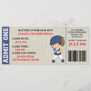 Invitation d'anniversaire de billet de base-ball