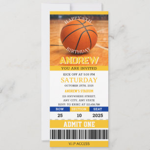 Invitation d'anniversaire de billet de basket-ball
