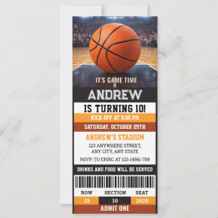 Invitation d'anniversaire de billet de basket-ball