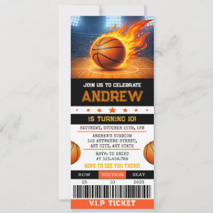 Invitation d'anniversaire de billet de basket-ball