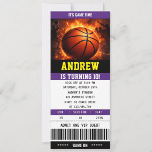 Invitation d'anniversaire de billet de basketball