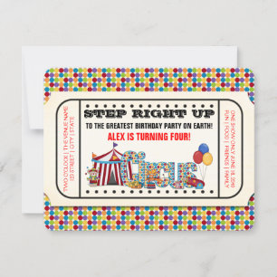 Invitation d'anniversaire de billet de cirque