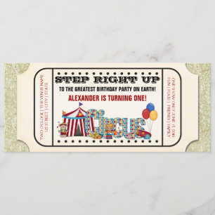Invitation d'anniversaire de billet de cirque vint