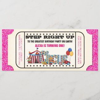 Invitation d'anniversaire de billet de cirque vint