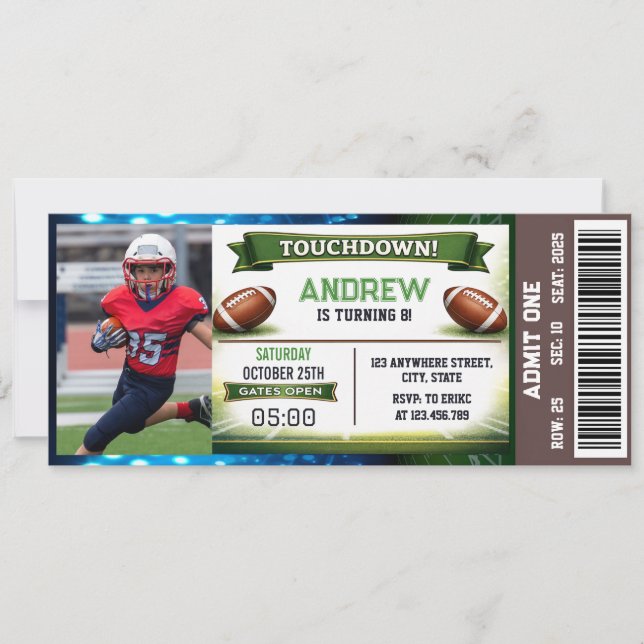 Invitation d'anniversaire de billet de football av (Devant)