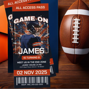 Invitation d'anniversaire de billet de football bl