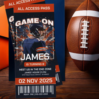 Invitation d'anniversaire de billet de football bl